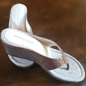 Donald J Pliner brown cork wedge sandal 8.5